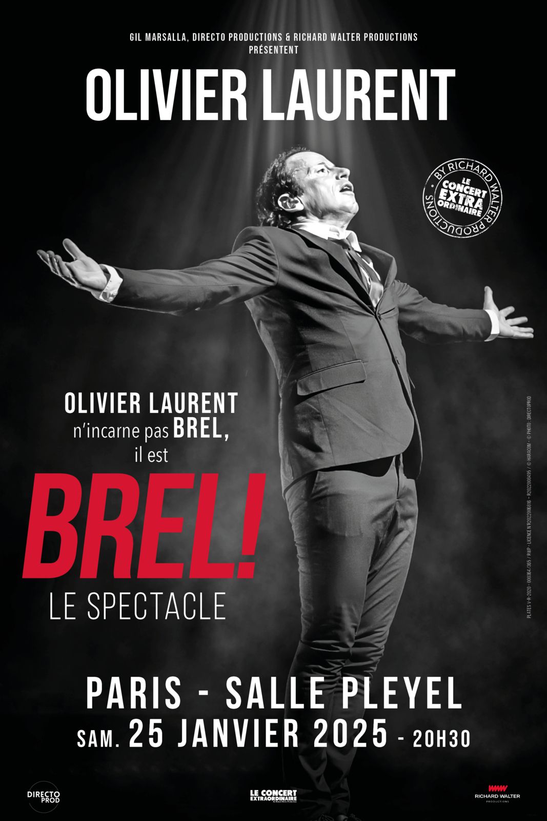 Brel ! Le Spectacle avec Olivier Laurent à ne pas rater le 25/01/2025 Salle Pleyel à Paris