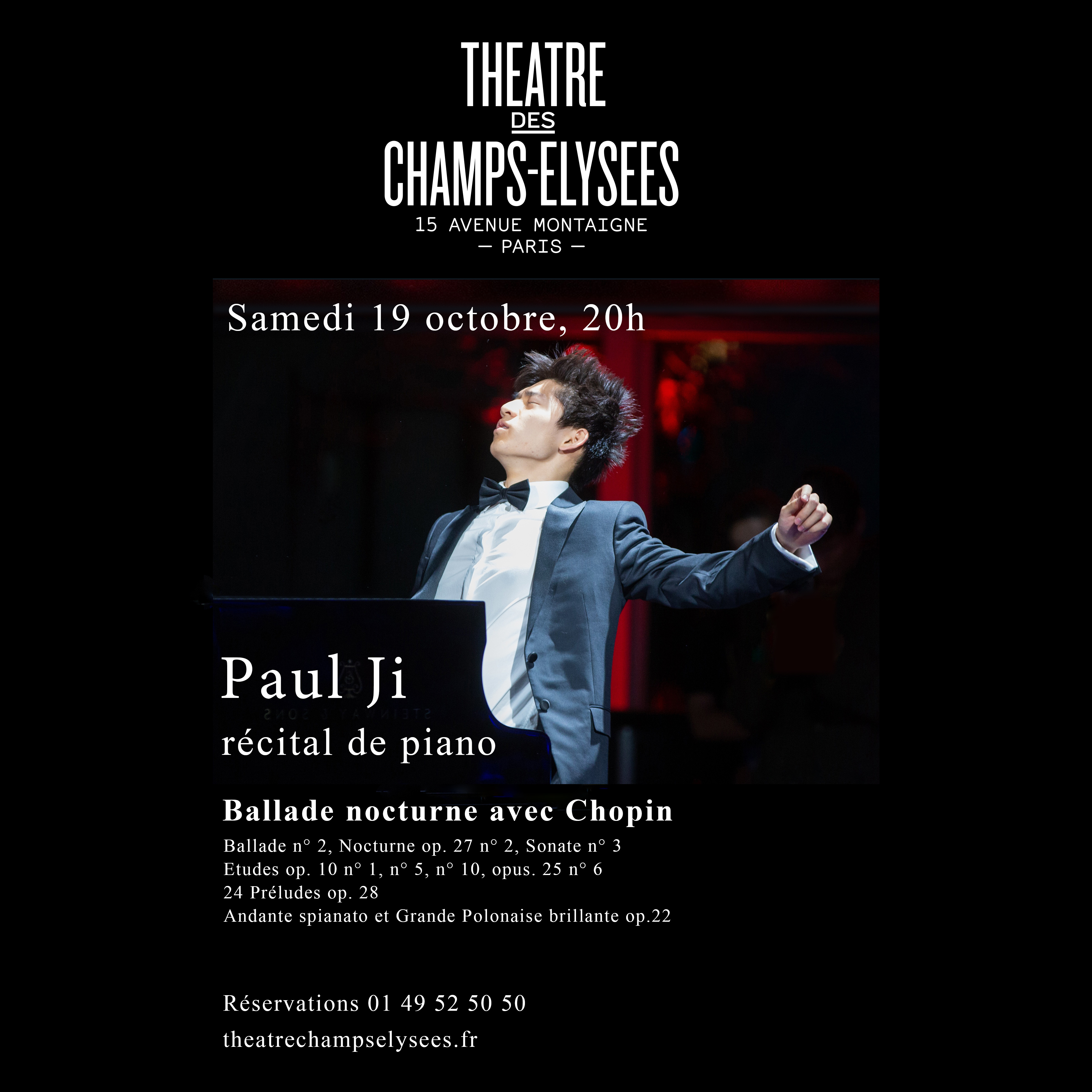 Paul Ji, son premier récital à Paris au Théâtre des Champs-Elysées le 19/10/2024