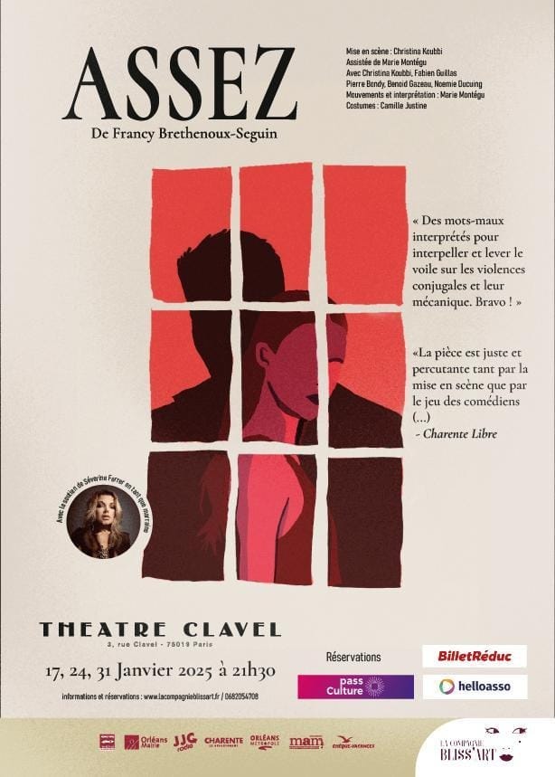 Assez, une pièce contre les violences conjugales à voir absolument au Théâtre Clavel les 17, 24 et 31 janvier 2025