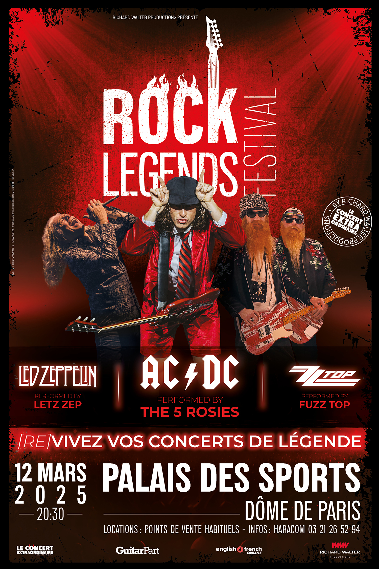 Rock Legends en tribute à AC/DC, LED ZEPPELIN et ZZ Top le 12 mars 2025 au Dôme de Paris