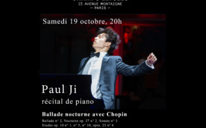 Paul Ji, son premier récital à Paris au Théâtre des Champs-Elysées le 19/10/2024